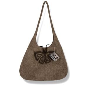 Khangain Sor Handmade Mongolian Felt Wool Shoulder Bag Butterfly Motif Purse